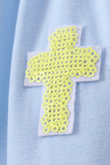 Blue cross sequin tiered dress