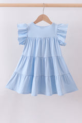 Blue cross sequin tiered dress