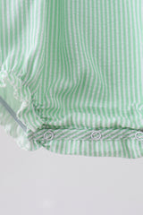 Green watermelon seersucker smocked ruffle bubble