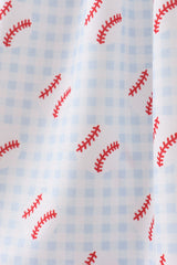 Baseball applique ruffle gingham dress