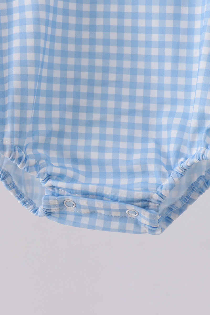 Blue cross embroidery gingham bubble