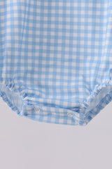 Blue cross embroidery gingham bubble