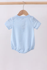 Blue cross embroidery gingham bubble