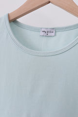 Blue bowknot cross applique top