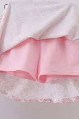 Pink bowknot cross applique skort set