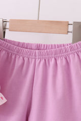 Purple birthday embroidery ruffle shorts set