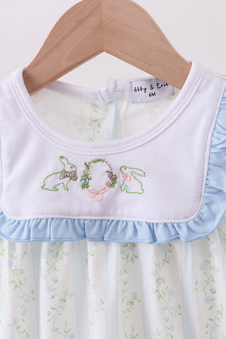 Floral bunny embroidery ruffle bubble