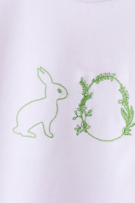 Bunny embroidery gingham shorts set