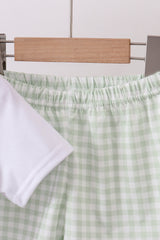 Bunny embroidery gingham shorts set