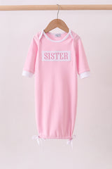 Pink sister embroidery gown