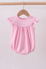 Pink litter sister embroidery ruffle bubble
