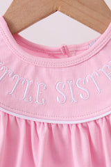 Pink litter sister embroidery ruffle bubble