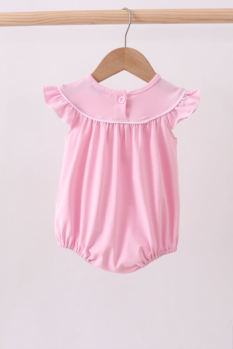 Pink litter sister embroidery ruffle bubble