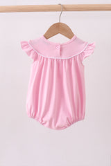 Pink litter sister embroidery ruffle bubble
