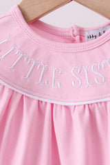 Pink litter sister embroidery ruffle bloomer set