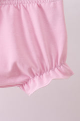 Pink litter sister embroidery ruffle bloomer set