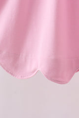 Pink big sister embroidery ruffle dress
