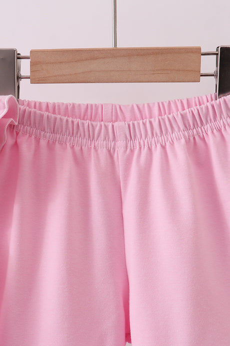 Pink big sister embroidery ruffle shorts set