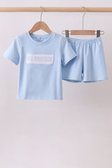 Blue big brother embroidery shorts set