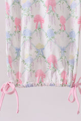 Floral print sister embroidery gown