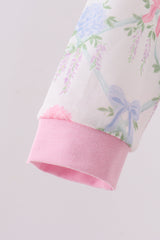 Floral print sister embroidery gown