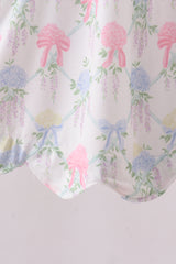 Floral print little sister smocked bloomer set