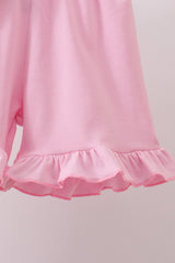 Floral print big sister smocked ruffle shorts set