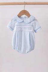 Blue little brother smocked bubble
