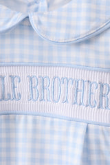 Blue little brother smocked bubble