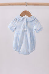 Blue little brother smocked bubble