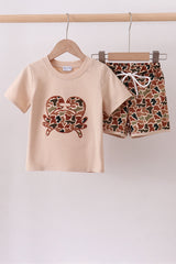 Camouflage crab applique shorts set