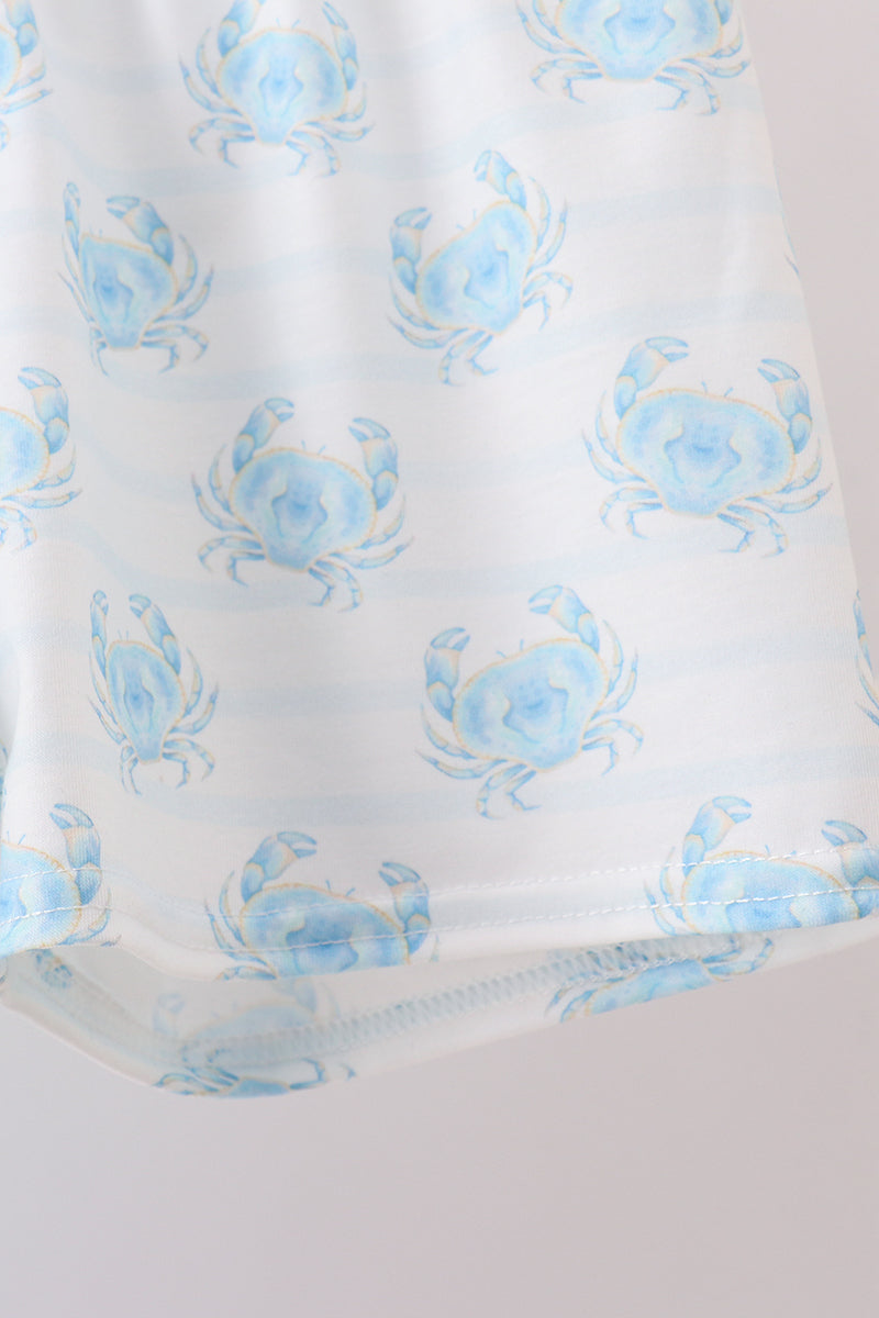 Blue crab print shorts set