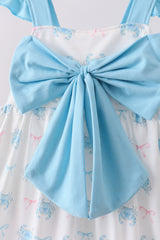 Blue crab print bow ruffle shorts set