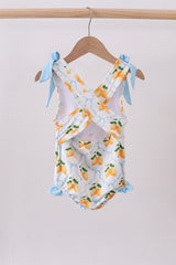 Blue bow lemon one-piece swimsuit