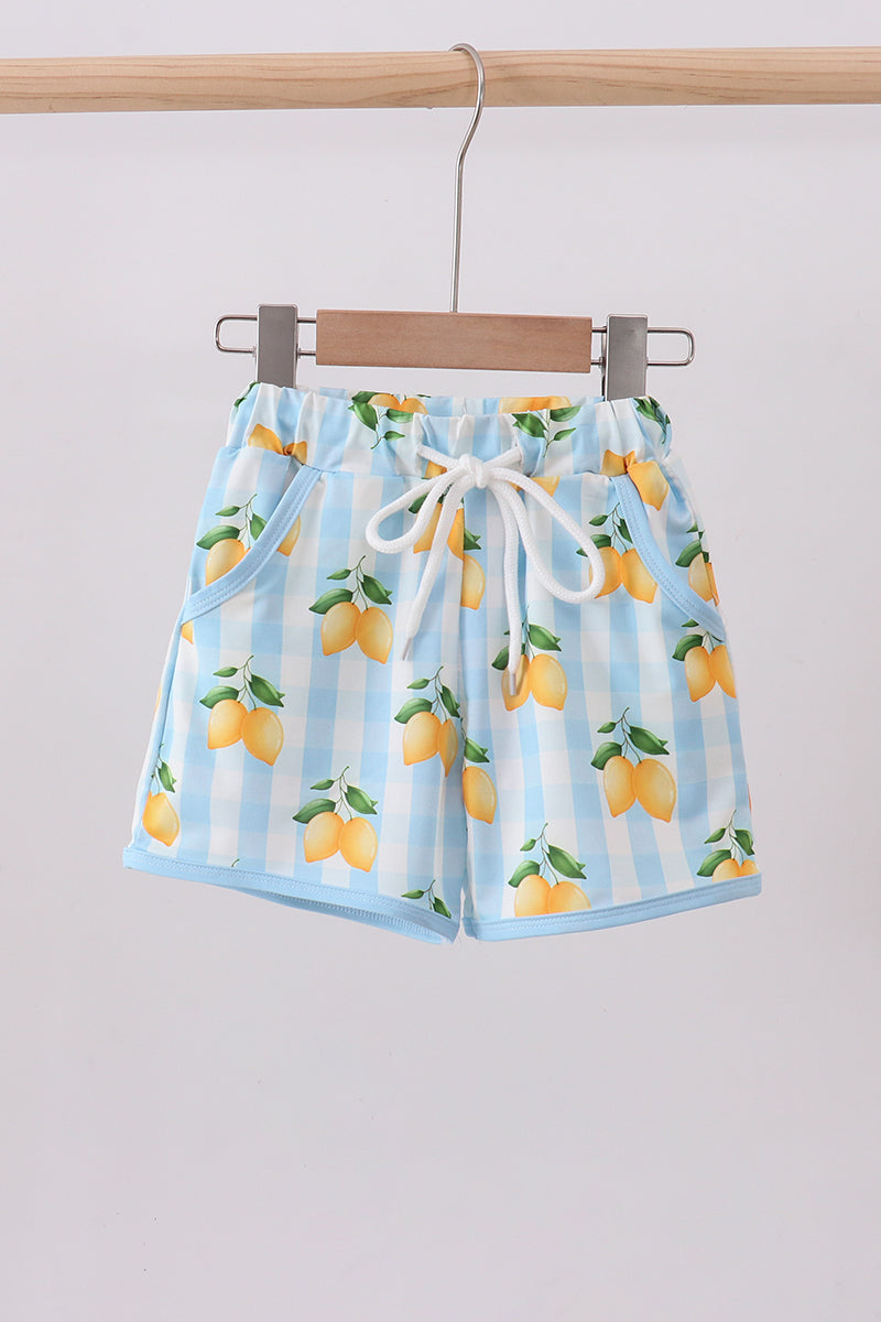 Blue lemon swim trunks