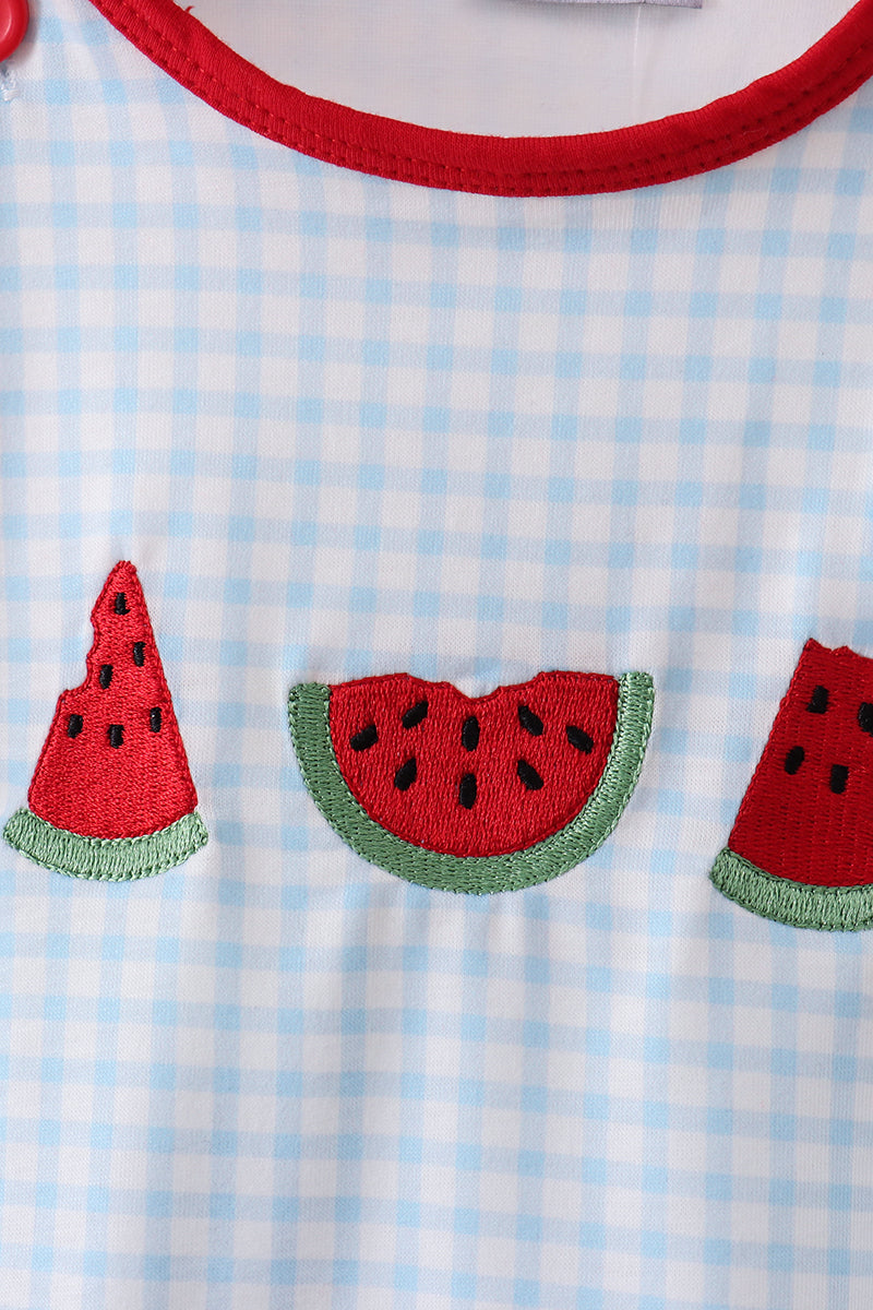 Blue watermelon embroidery bubble