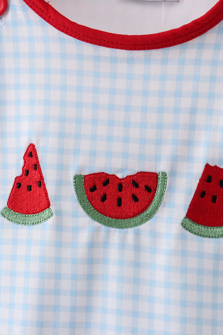 Blue watermelon embroidery bubble