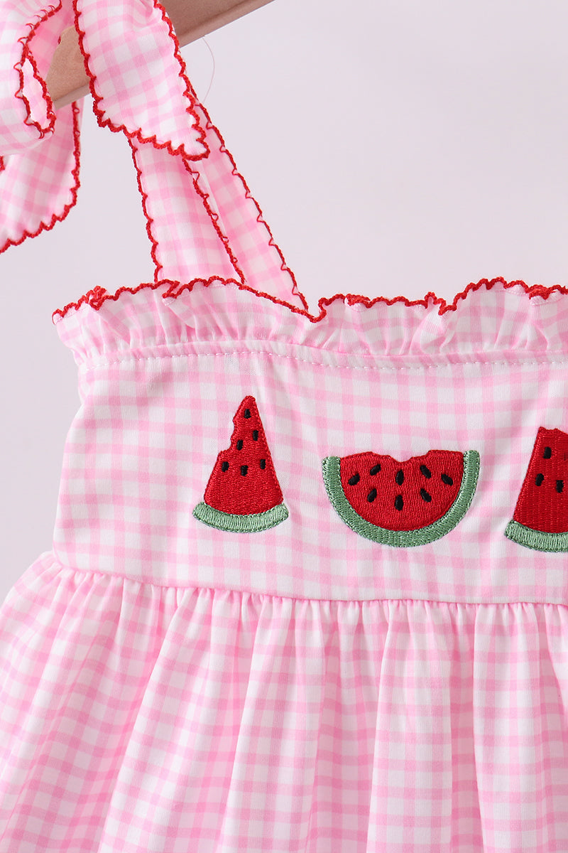 open lace back dress PETE + LUCY Watermelon Splash Pink Ruffle Girls Boutique Dress NEW main image 1
