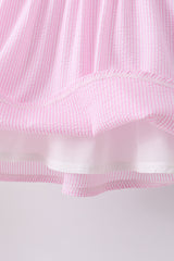 Pink seersucker animal smocked ruffle shorts set