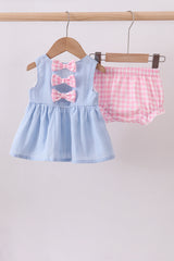 Blue sailboat embroidery jacquard bloomer set