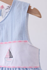 Blue sailboat embroidery jacquard dress