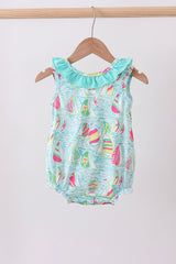 Blue sailboat print ruffle bubble