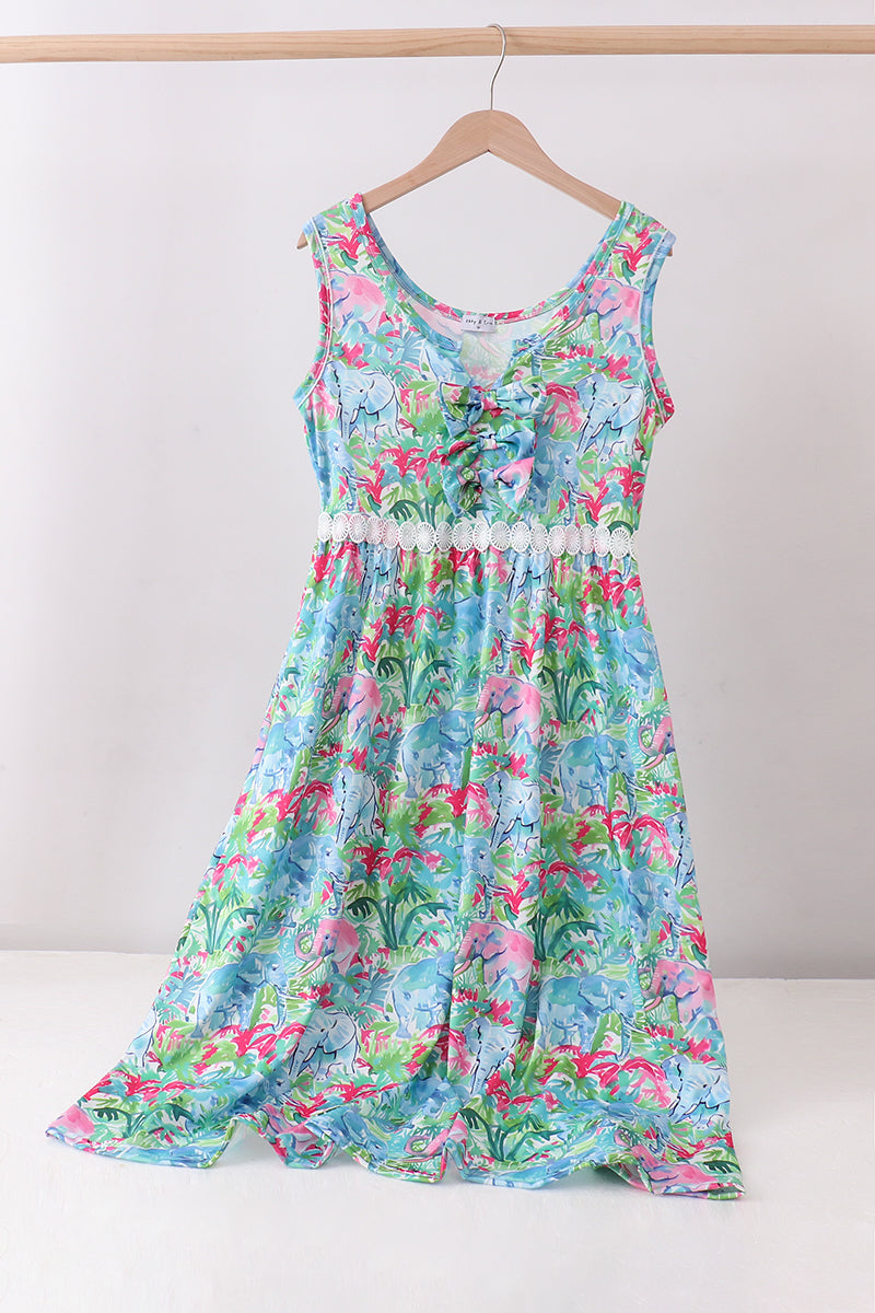 Green tropical garden dress