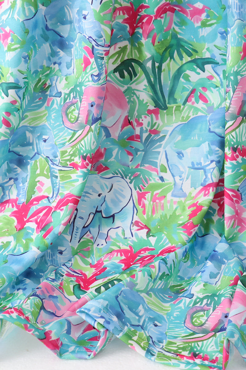 Green tropical garden dress