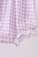Purple dinosaur smocked gingham bubble