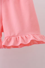 Purple dinosaur smocked gingham ruffle shorts set