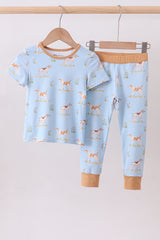 Blue puppy print bamboo pajama set