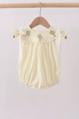 Yellow cross embroidery ruffle bubble