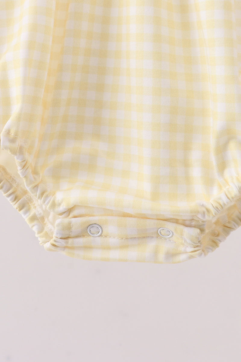 Yellow cross embroidery ruffle bubble