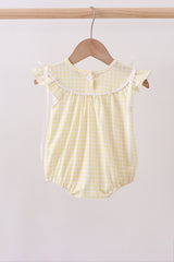 Yellow cross embroidery ruffle bubble